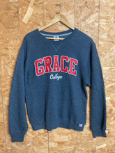 Vintage 90s Grace College grey red crew neck sweater size small by Russel Athletic